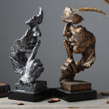 Nordic Abstract Silence Is Gold Statue Home Decoration Resin Modern Art Sculpture Figurine Desk Decoration Furnishings Artware