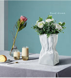 Art Fold Vase Nordic Ceramic Origami Vases Ornament Home Decoration Flower Arrangement Living Room Furnishings Artware Figurines
