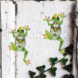 Handmade Metal Frog Wall Artwork for Home and Garden Decoration Statues Sculptures and Miniatures Outdoor Animal Set of 2