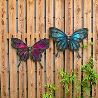 Handmade Garden Butterfly of Wall Artwork for Home and Outdoor Decorations Statues Miniatures Sculptures Set of 2