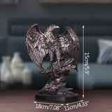 Antique Silver Animal Sculpture Home Decoration Spread Wings Eagle Figurines Resin Crafts Living Room Bookcase Dispaly Artware
