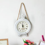 Antique Wooden Clock Quartz Clock Wooden Handicraft Clock Home Wall Hanging Decoration Wall Hemp Rope Round Small Wall Clock