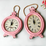 Antique Wooden Clock Quartz Clock Wooden Handicraft Clock Home Wall Hanging Decoration Wall Hemp Rope Round Small Wall Clock