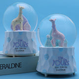 Handmade Crystal Ball Miniature Model Cartoon Giraffe Figurine Home Decoration Bedside Coloful Light Ornament Party Prop Music Box Crafts