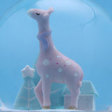 Handmade Crystal Ball Miniature Model Cartoon Giraffe Figurine Home Decoration Bedside Coloful Light Ornament Party Prop Music Box Crafts