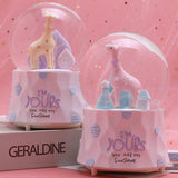Handmade Crystal Ball Miniature Model Cartoon Giraffe Figurine Home Decoration Bedside Coloful Light Ornament Party Prop Music Box Crafts
