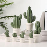 Creative Ceramic Simulation Cactus Figurines Miniature Model Home Office Room Decoration Bonsai Ornament Desktop Crafts Gifts