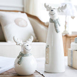 Ceramics Figurines Statue For Home Decor Accessories Smile Elk Sculpture Miniature Model Creative Crafts Present