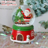 Handmade Miniature Landscape Crystal Ball Model Christmas Music Box Sweet Home Base Figurine Resin Crystal Ball Model Crafts For Kids