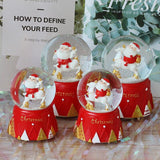 Handmade Santa Claus Crystal Ball Home Decoration Year Gifts Christmas Figurine Music Box Bedside Decor Ornament Light Decoration