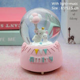 Funny Amusement Park Sculpture Crystal Ball Amity Elephant Miniature Model With Balloon Home Decoration Music Box Figurine Craft
