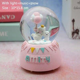 Funny Amusement Park Sculpture Crystal Ball Amity Elephant Miniature Model With Balloon Home Decoration Music Box Figurine Craft