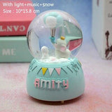 Funny Amusement Park Sculpture Crystal Ball Amity Elephant Miniature Model With Balloon Home Decoration Music Box Figurine Craft