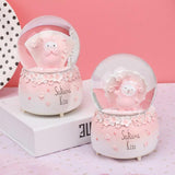 Handmade Romantic Sakura Love Crystal Ball Music Box Figurine Miniature Model For Home Decoration Girl Birthday Gifts Children Toys Decor