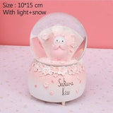 Handmade Romantic Sakura Love Crystal Ball Music Box Figurine Miniature Model For Home Decoration Girl Birthday Gifts Children Toys Decor