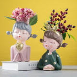 Creative Girl Figurines Sundries Storage Ornament Flower Arrangement Living Room Decoration Furnishings Bedside Decor Crafts