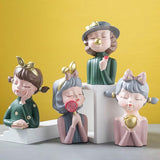 Creative Girl Figurines Sundries Storage Ornament Flower Arrangement Living Room Decoration Furnishings Bedside Decor Crafts