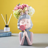 Creative Girl Figurines Sundries Storage Ornament Flower Arrangement Living Room Decoration Furnishings Bedside Decor Crafts