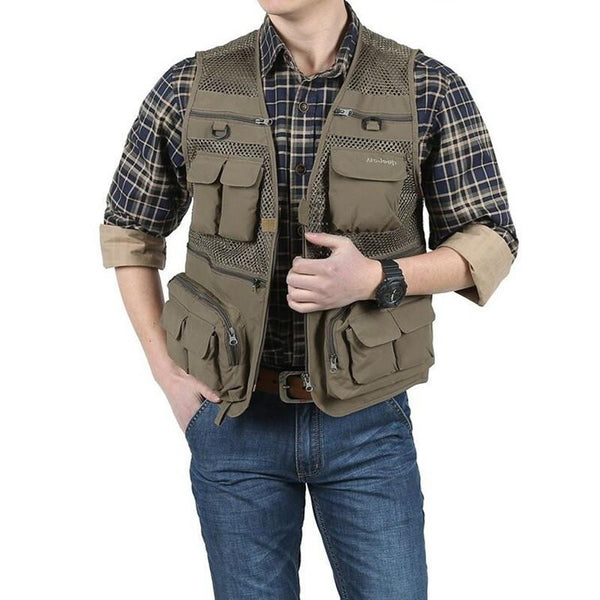 Outdoor Multi Pocket Fishing Photography Tactical Vests Men Quick Dry Thin Polyester Sleeveless