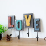 American Creative Wooden LOVE Retro Hooks Ornaments Wall Hanging Decorative Hook Wall Storage Key Coat Hooks Hanger Home Decor