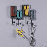 American Creative Wooden LOVE Retro Hooks Ornaments Wall Hanging Decorative Hook Wall Storage Key Coat Hooks Hanger Home Decor