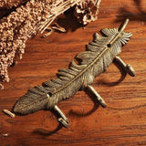 Creative Cast Iron European Retro Wrought Iron Key Hook Feather Shaped Hanger Creative Coat Hook Door Hooks Metal Crafts Decor