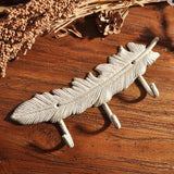 Creative Cast Iron European Retro Wrought Iron Key Hook Feather Shaped Hanger Creative Coat Hook Door Hooks Metal Crafts Decor