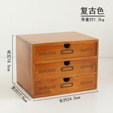 Retro Wooden Storage Box Home Office Desktop 4-layer Drawer Ornaments Multi-function Storage Cabinet Home Decoration Crafts Gift