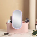 Aufbewahrungsbox, LED-Make-up-Spiegel, tragbar, tragbar, für Reisen, Make-up-Organizer, Tragebox mit Spiegel-LED