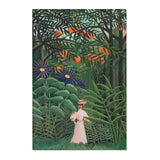 Tropical Garden Area Rug — Vintage Woman in White Dress Botanical Print