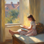 AI art new impressionism young girl reading 2