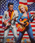 AI Art Pop-Art-Superstars Elvis Presley mit Marilyn Monroe 1