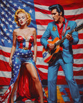 AI Art Pop-Art-Superstars Elvis Presley mit Marilyn Monroe 3