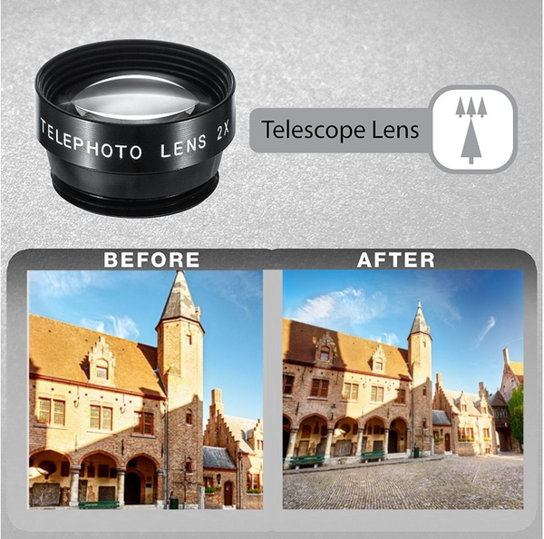 Compatible with Apple Universal 5 in 1 Clip-On Cell Phone Lens Kit Fisheye Wide Angel Macro Telephoto CPL Lens for iPhone for Xiaomi for Huawei