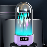 Kreativ 3i1 farverig vandmandslampe med ur Lysende bærbar stereoåndedrætslys Smart dekoration Bluetooth-højttaler