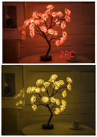Llum de flors de rosa Làmpada de taula LED amb piles USB Llums de nit per a bonsai Garland Llums de decoració de dormitori Decoració de la llar