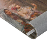 Oriental Street Scene Area Rug — Vintage Middle Eastern Bazaar Tapestry Accent Rug