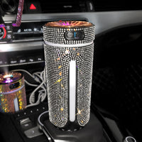 Luxury Diamond Car Humidifier LED Light Car Diffuser Auto Air Purifier Aromatherapy Diffuser Air Freshener Car Accessories for Women