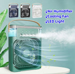 Humidificador de aire 3 en 1, ventilador USB de refrigeración, luz LED nocturna, niebla de agua, ventilador de humidificación divertido, ventilador eléctrico en aerosol