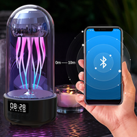 Kreativní 3v1 barevná medúza lampa s hodinami svítící přenosné stereo dýchací světlo Inteligentní dekorace Bluetooth reproduktor