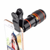 HD 8X Klipsli Optik Zoom Teleskop Kamera Lensi Evrensel Cep Telefonu İçin