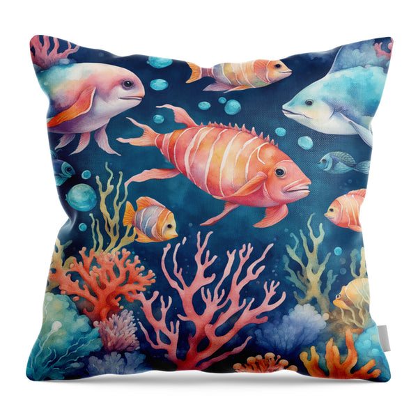 AI art underwater wonders 8 - Throw Pillow