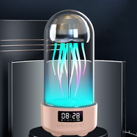 クリエイティブ 3in1 カラフルなクラゲランプと時計発光ポータブルステレオ呼吸ライトスマート装飾 Bluetooth スピーカー