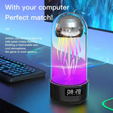 Creative 3in1 Colorful Jellyfish Lamp With Clock Luminous Portable Stereo Breathing Light Smart Decoration Bluetooth Speaker