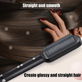 Raspall per alisar el cabell elèctric 2 en 1 Ajust d'ajust de pentinat calent Rulitzador de pentinat amb calor Pinta antiescaldat, eina de disseny 2 en 1 per a rínxols i cabells llis de llarga durada