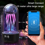 Llum de meduses de colors creatiu 3 en 1 amb rellotge lluminós estèreo portàtil Llum de respiració decoració intel·ligent Altaveu Bluetooth