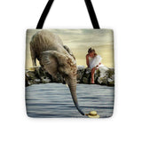 Elephant Girl Water Child Hat Help Bird Gulls - Tote Bag