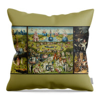 Hieronymus Bosch 1500  The Garden of Earthly Delights 3 panel in 1 - Throw Pillow