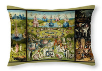 Hieronymus Bosch 1500  The Garden of Earthly Delights 3 panel in 1 - Throw Pillow