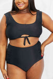 Marina West Swim Sanibel Crop Swim Top και Ruched Bottoms σε μαύρο χρώμα